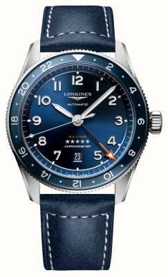 LONGINES Spirit zulu time gmt 42mm cadran bleu bracelet cuir bleu L38124932