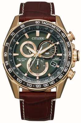 Citizen Gents eco-drive chrono perpétuel a.t bracelet cuir marron CB5919-00X