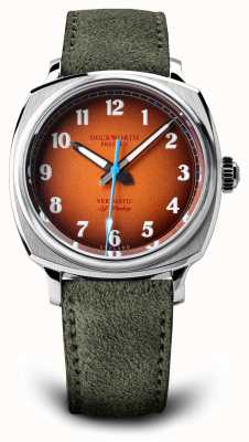 Duckworth Prestex Vérimatique | automatique | cadran orange | bracelet en daim vert D891-05-L