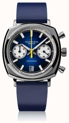 Duckworth Prestex Chrono 42 | cadran bleu | bracelet en caoutchouc bleu D550-03-DR