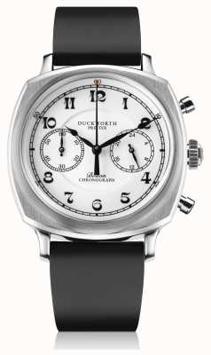 Duckworth Prestex Bolton | chronographe | cadran blanc | bracelet en caoutchouc noir D531-02-AR