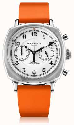 Duckworth Prestex Chronographe Bolton | cadran blanc | bracelet en caoutchouc orange D531-02-OR