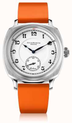 Duckworth Prestex Bolton petite seconde | cadran blanc bracelet caoutchouc orange D667-02-OR