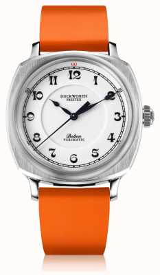 Duckworth Prestex Bolton verimatique | automatique | cadran blanc | bracelet en caoutchouc orange D703-02-OR