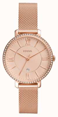Fossil Jacqueline femme | cadran or rose | bracelet en maille d'or rose ES4628