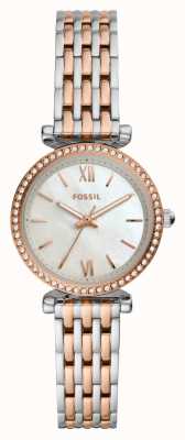 Fossil Carlie mini femme | cadran nacre | bracelet bicolore ES4649