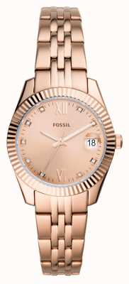 Fossil Mini-scarlette femme | cadran or rose | ensemble en cristal | bracelet en acier inoxydable or rose ES4898