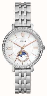 Fossil Jacqueline femme | cadran phase de lune blanc | bracelet en acier inoxydable ES5164