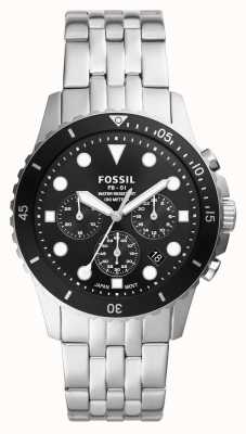 Fossil Chrono fb-01 homme | cadran noir | bracelet en acier inoxydable FS5837