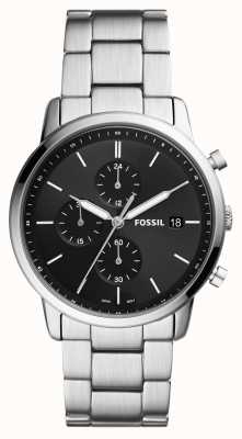 Fossil Minimaliste pour hommes | cadran chronographe noir | bracelet en acier inoxydable FS5847