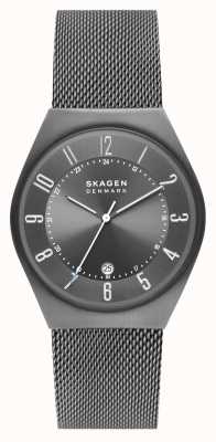Skagen Montre à mailles en acier inoxydable anthracite Grenen date SKW6815