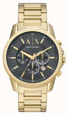 Armani Exchange Hommes | cadran chronographe noir | bracelet en acier inoxydable doré AX1721