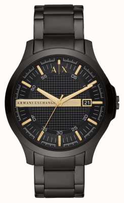 Armani Exchange Hommes | cadran noir | bracelet en acier inoxydable noir AX2413