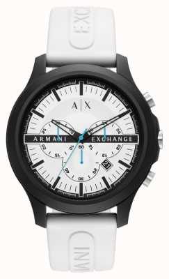 Armani Exchange Hommes | cadran chronographe blanc | bracelet en silicone blanc AX2435
