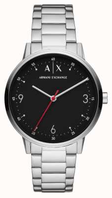 Armani Exchange Hommes | cadran noir | bracelet en acier inoxydable AX2737