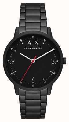 Armani Exchange Hommes | cadran noir | bracelet en acier inoxydable noir AX2738