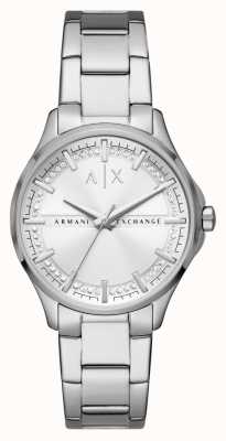 Armani Exchange Femme | cadran serti de cristaux argentés | bracelet en acier inoxydable AX5256