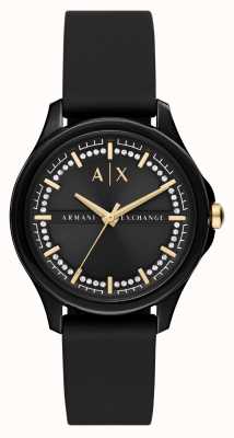 Armani Exchange Femme | cadran noir | bracelet en caoutchouc noir AX5265
