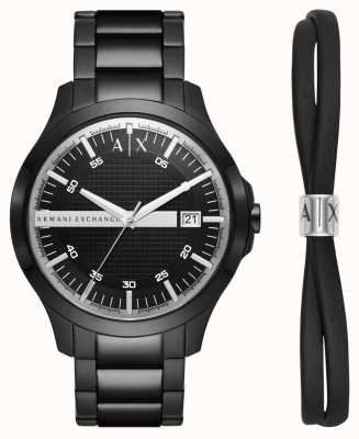 Armani Exchange Hommes | coffret cadeau montre et bracelet | bracelet en acier inoxydable noir AX7134SET