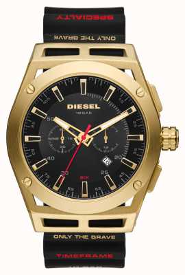 Diesel Montre Timeframe chronographe noire et dorée DZ4546