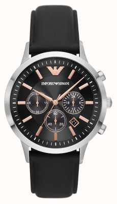 Emporio Armani Hommes | cadran chronographe noir | bracelet en cuir noir AR11431