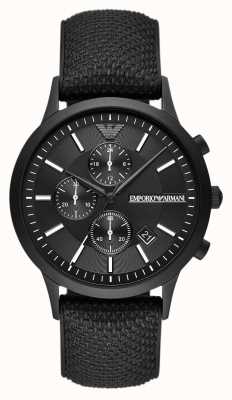 Emporio Armani Hommes | cadran chronographe noir | bracelet en tissu noir AR11457
