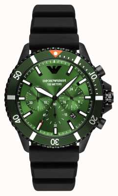 Emporio Armani Hommes | cadran vert | bracelet en silicone noir AR11463
