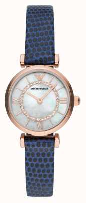 Emporio Armani Femme | cadran nacre | bracelet en cuir bleu AR11468