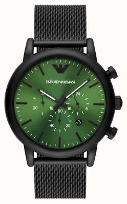 Emporio Armani Hommes | cadran vert | bracelet en maille d'acier noir AR11470