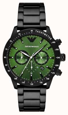 Emporio Armani Hommes | cadran vert | bracelet en acier inoxydable noir AR11472