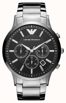Emporio Armani Hommes | cadran chronographe noir | bracelet en acier inoxydable AR2460