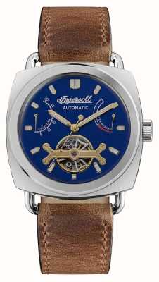 Ingersoll La Nashville automatique (43,5 mm) cadran bleu / bracelet cuir marron I13001