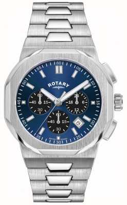 Rotary Régent masculin | cadran chronographe bleu | bracelet en acier inoxydable GB05450/05