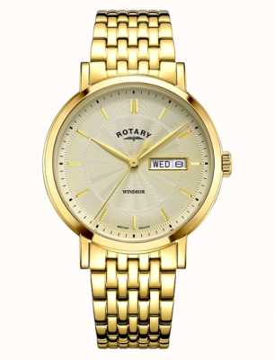 Rotary Windsor pour hommes | cadran champagne | bracelet pvd or GB05423/03