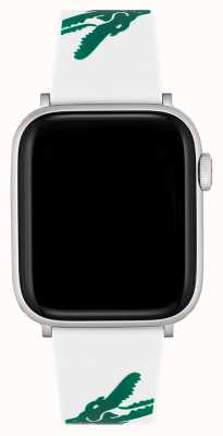 Lacoste Bracelet Apple Watch (42/44/45mm) silicone blanc et vert 2050016