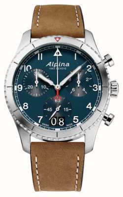 Alpina Pilote Startimer | chronographe | cadran bleu | cuir marron AL-372NW4S26