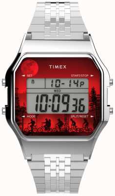 Timex Montre numérique T80 x Stranger Things 34 mm en acier inoxydable TW2V50900