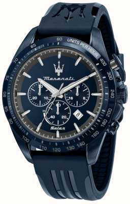 Maserati Solaire homme | cadran chronographe bleu | bracelet en silicone bleu R8871649001