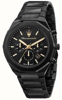 Maserati Style homme | cadran chronographe noir | bracelet en acier inoxydable noir R8873642005