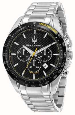Maserati Traguardo pour hommes | cadran chronographe noir | bracelet en acier inoxydable R8873612042