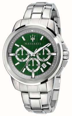 Maserati Succès masculin | cadran chronographe vert | bracelet en acier inoxydable R8873621017