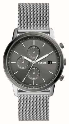 Fossil Minimaliste pour hommes | cadran chronographe gris | bracelet en maille d'acier inoxydable FS5944
