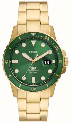 Fossil Bracelet homme plaqué or cadran vert FS5950