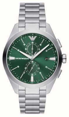 Emporio Armani Hommes | cadran chronographe vert | bracelet en acier inoxydable AR11480
