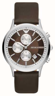 Emporio Armani Montre homme chronographe bracelet cuir marron AR11490