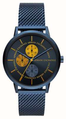 Armani Exchange Cadran jour/date bleu | grillage inox bleu AX2751