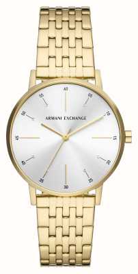 Armani Exchange Cadran serti de cristaux argentés | bracelet plaqué or pvd AX5579