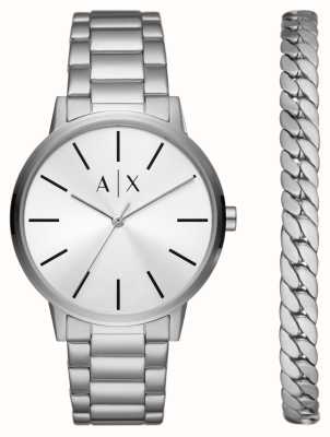 Armani Exchange Coffret cadeau montre et bracelet en acier inoxydable AX7138SET