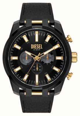 Diesel Bracelet en cuir plaqué pvd noir pour homme Split DZ4610