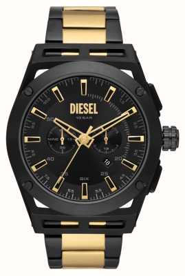 Diesel Timeframe cadran noir | bracelet plaqué pvd noir/or DZ4612